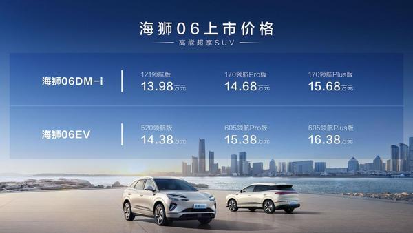 高能超享suv，比亚迪海狮06正式上市售价13.98万-16.38万