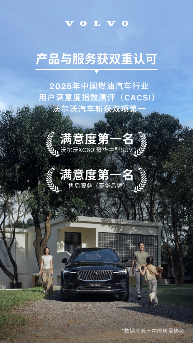 沃尔沃斩获cacsi双料冠军，用户满意度再获权威认证